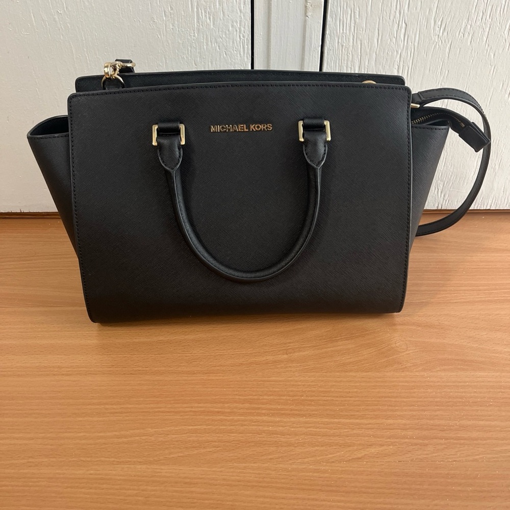 Michael Kors Black Satchel with Gold Hardware